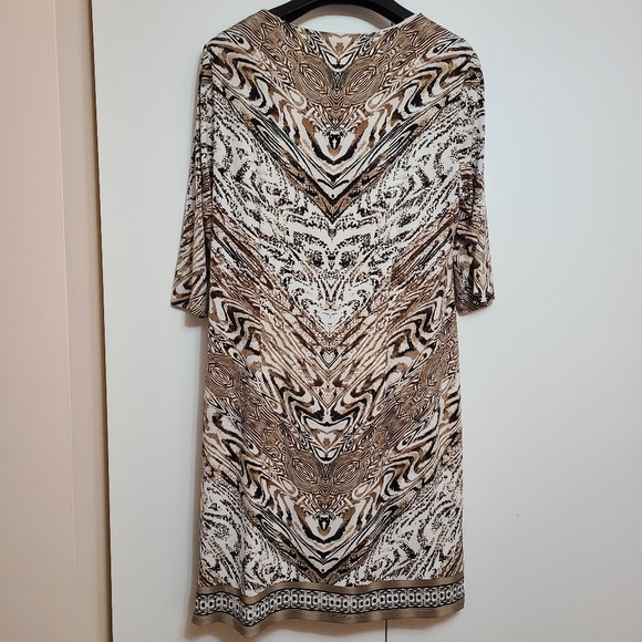 SZ 16 Plus Size shift dress stretch Tan Jay - Picture 4 of 6